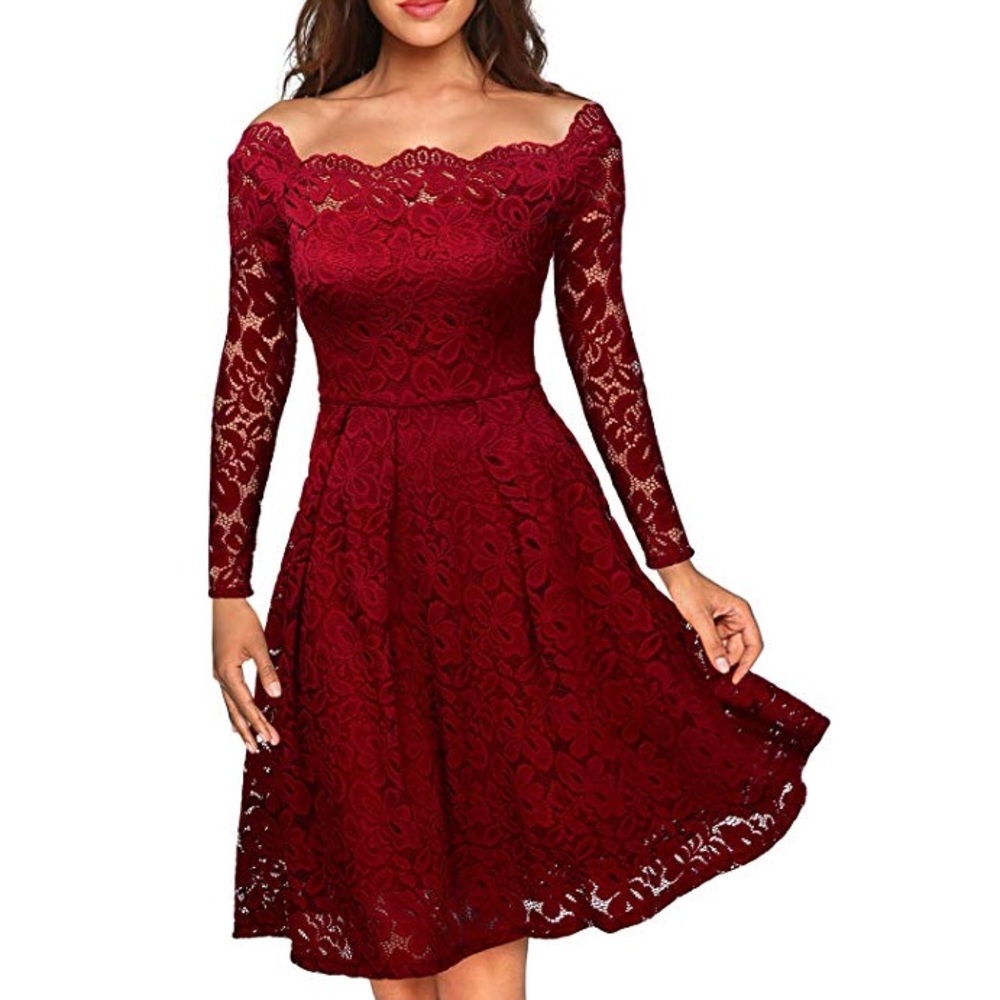 Miss May red lace swing dress